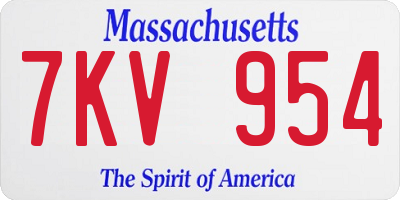 MA license plate 7KV954