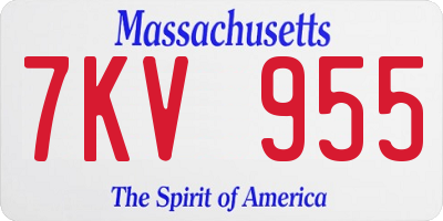 MA license plate 7KV955