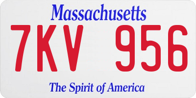 MA license plate 7KV956