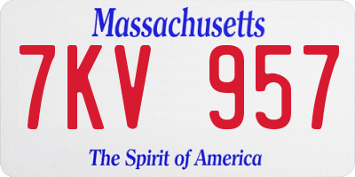 MA license plate 7KV957