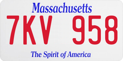 MA license plate 7KV958