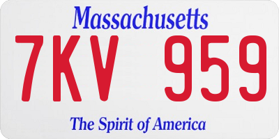 MA license plate 7KV959
