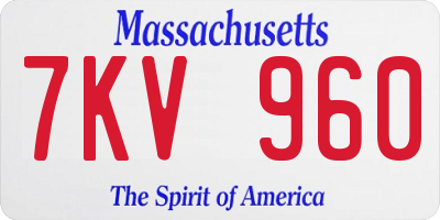 MA license plate 7KV960