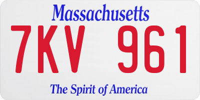 MA license plate 7KV961