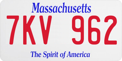 MA license plate 7KV962