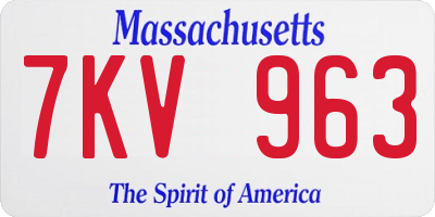 MA license plate 7KV963