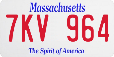 MA license plate 7KV964