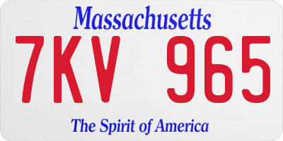 MA license plate 7KV965