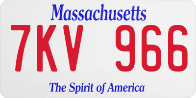 MA license plate 7KV966