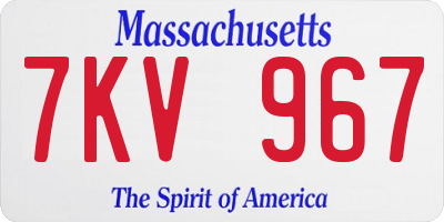 MA license plate 7KV967