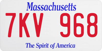 MA license plate 7KV968