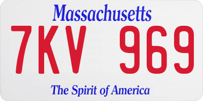 MA license plate 7KV969