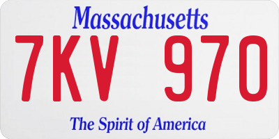 MA license plate 7KV970