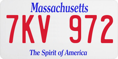 MA license plate 7KV972