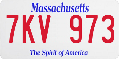 MA license plate 7KV973