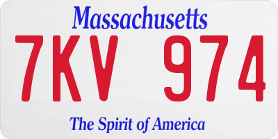 MA license plate 7KV974