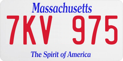 MA license plate 7KV975