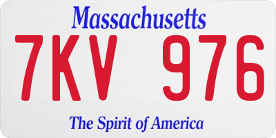 MA license plate 7KV976