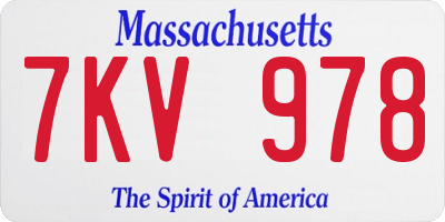 MA license plate 7KV978