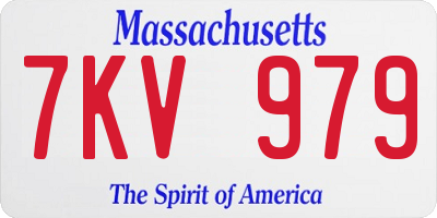 MA license plate 7KV979