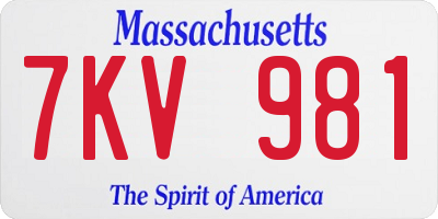 MA license plate 7KV981