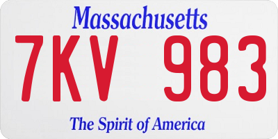MA license plate 7KV983