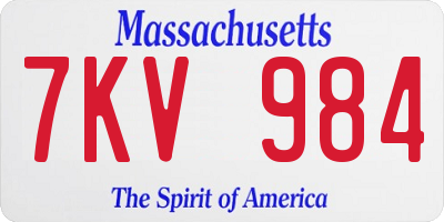 MA license plate 7KV984