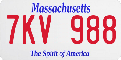 MA license plate 7KV988