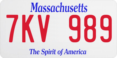 MA license plate 7KV989