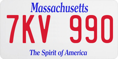MA license plate 7KV990