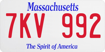 MA license plate 7KV992