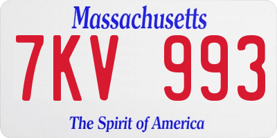 MA license plate 7KV993