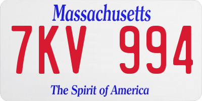 MA license plate 7KV994