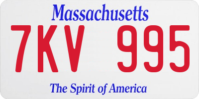 MA license plate 7KV995