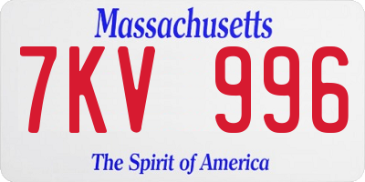 MA license plate 7KV996
