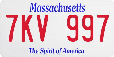 MA license plate 7KV997