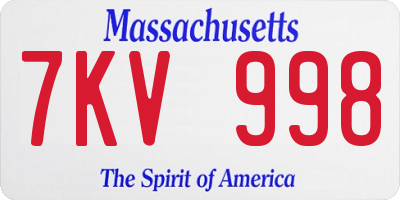 MA license plate 7KV998