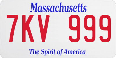 MA license plate 7KV999