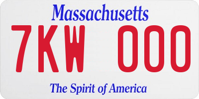 MA license plate 7KW000