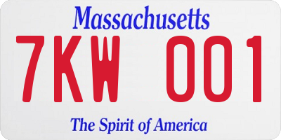 MA license plate 7KW001