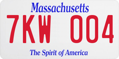 MA license plate 7KW004