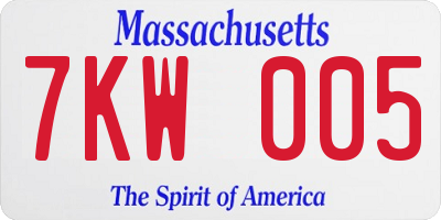 MA license plate 7KW005