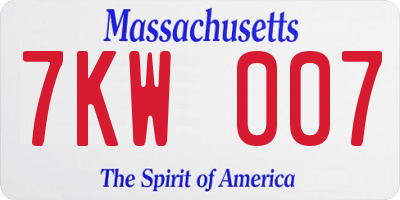 MA license plate 7KW007