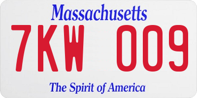 MA license plate 7KW009