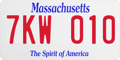 MA license plate 7KW010