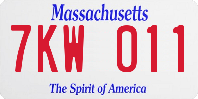 MA license plate 7KW011