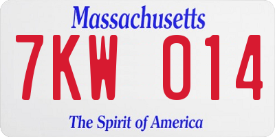 MA license plate 7KW014