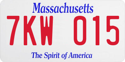 MA license plate 7KW015