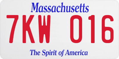 MA license plate 7KW016