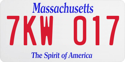 MA license plate 7KW017